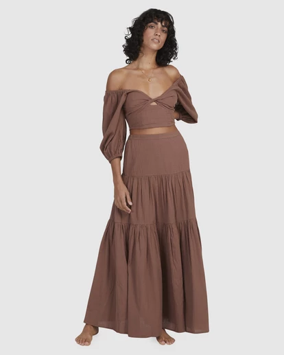 BILLABONG Del Sole Maxi Skirt CHOCOLATE 5 BILLABONG Del Sole Maxi Skirt CHOCOLATE - Image 5