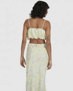BILLABONG Tempest Floral Crop Top LEMON LIME -Women Clothing Shop ubjwt00123 billabongw lml bck1