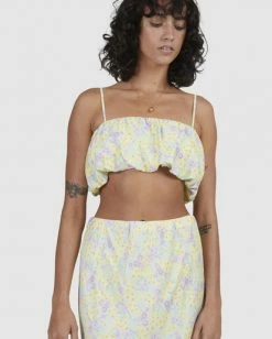BILLABONG Tempest Floral Crop Top LEMON LIME -Women Clothing Shop ubjwt00123 billabongw lml dtl1