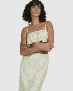 BILLABONG Tempest Floral Crop Top LEMON LIME -Women Clothing Shop ubjwt00123 billabongw lml frt1