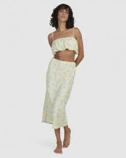 BILLABONG Tempest Floral Crop Top LEMON LIME -Women Clothing Shop ubjwt00123 billabongw lml frt2