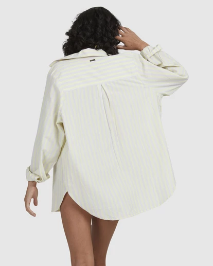 BILLABONG Zesty Button Thru Long Sleeve Top LEMON LIME 5 BILLABONG Zesty Button Thru Long Sleeve Top LEMON LIME - Image 5