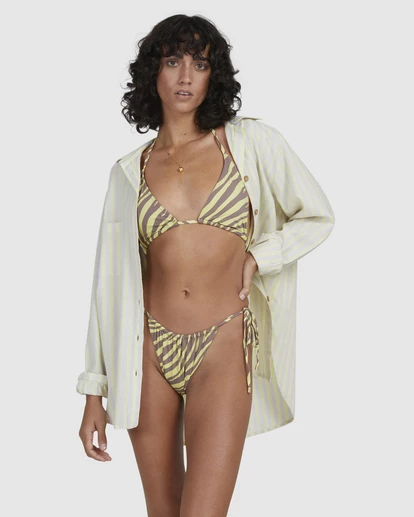 BILLABONG Zesty Button Thru Long Sleeve Top LEMON LIME 3 BILLABONG Zesty Button Thru Long Sleeve Top LEMON LIME - Image 3
