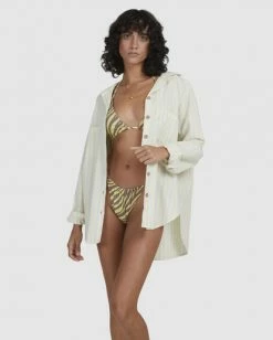 BILLABONG Zesty Button Thru Long Sleeve Top LEMON LIME 12 BILLABONG Zesty Button Thru Long Sleeve Top LEMON LIME -Women Clothing Shop ubjwt00124 billabongw lml frt2