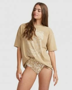BILLABONG Steph Claire Smith Feel Real Boyfriend T-Shirt NUTMEG -Women Clothing Shop ubjzt00161 billabongw nut frt2