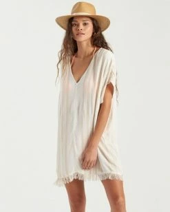 BILLABONG Walk Away Tunic Top SALT CRYSTAL